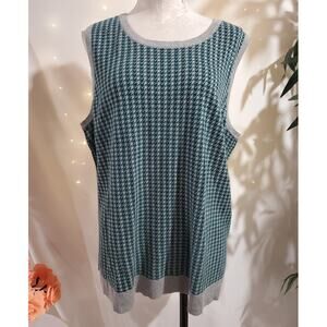 CJ Banks Womens Houndstooth Sweater Vest Plus Size 2X Preppy Academia Heritage